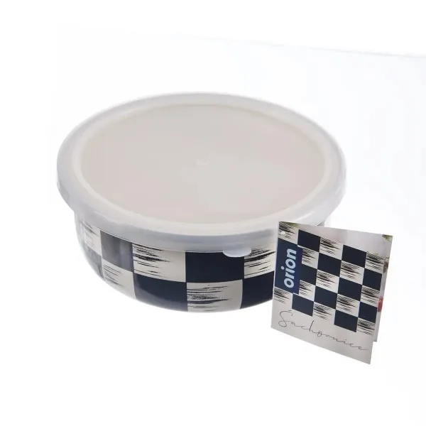 Miska smalt ŠACHOVNICA Lem+UH viečko pr. 17 cm