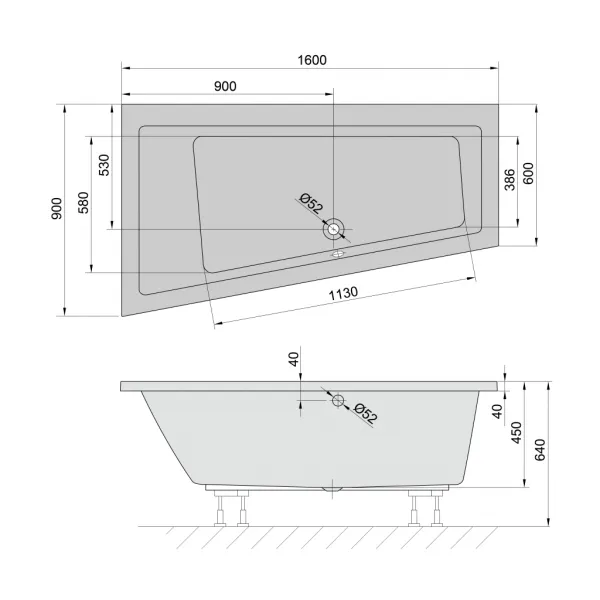 POLYSAN - ANDRA L asymetrická vaňa 160x90x45cm, biela 81521