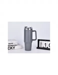 Termohrnček nerezový dvojstenný G872 XXL 1200 ml so slamkou v šedej farbe