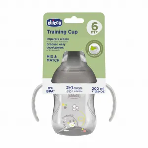 CHICCO Hrnček Training s držadlami grey, 6m+