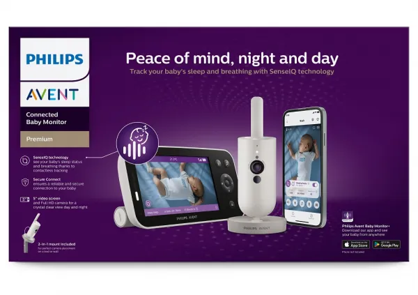 Philips AVENT Pestúnka detská chytrá Premium s prekladom plaču, sledovaním spánku a dýchania SCD971
