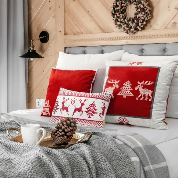 Obliečka na vankúš NOEL 03 biela / červená