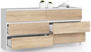 Ak furniture Komoda Rollo V 160,4 cm biela/dub sonoma