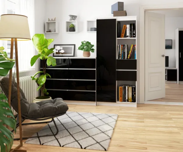 Ak furniture Skriňa Rexa II 80 cm biela/čierna