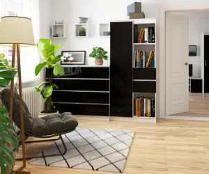 Ak furniture Skriňa Rexa II 80 cm biela/čierna