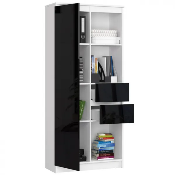 Ak furniture Skriňa Rexa II 80 cm biela/čierna