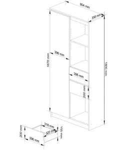 Ak furniture Skriňa Rexa II 80 cm biela/čierna