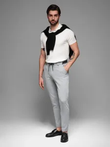 Trendy pánske nohavice s pružným pásom šedé