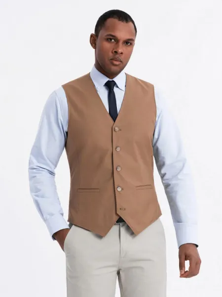 Elegantná vesta karamelová - pre mužov