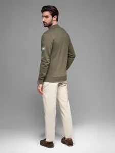 Pánska mikina bez kapucne na zips- khaki
