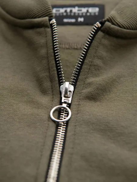 Pánska mikina bez kapucne na zips- khaki