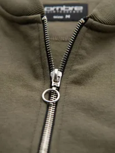 Pánska mikina bez kapucne na zips- khaki