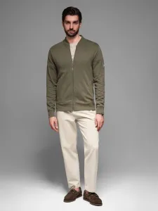 Pánska mikina bez kapucne na zips- khaki