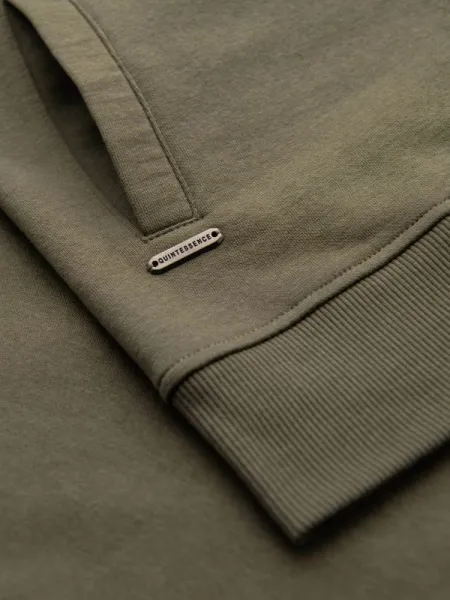 Pánska mikina bez kapucne na zips- khaki