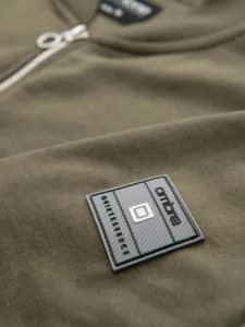Pánska mikina bez kapucne na zips- khaki