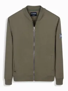 Pánska mikina bez kapucne na zips- khaki