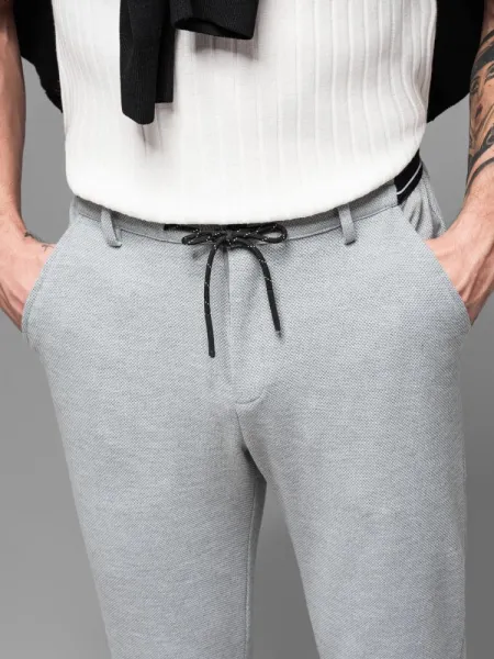 Trendy pánske nohavice s pružným pásom šedé