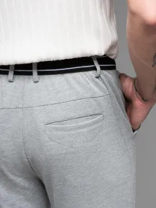 Trendy pánske nohavice s pružným pásom šedé