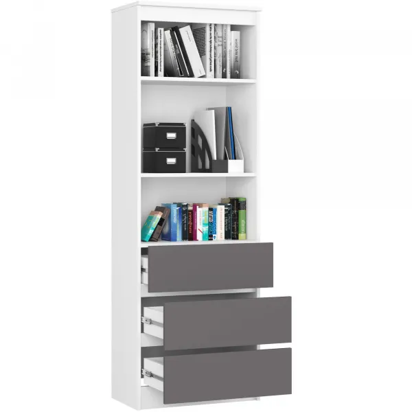 Ak furniture Knižnica R 60 cm biela/grafit