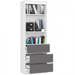 Ak furniture Knižnica R 60 cm biela/grafit