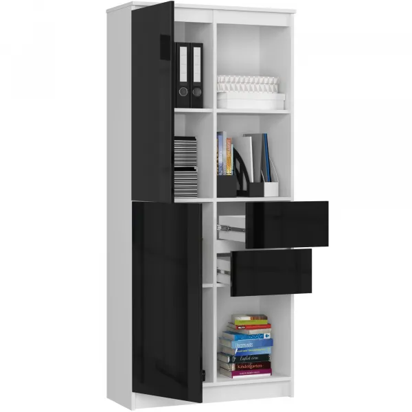 Ak furniture Skriňa Rexa II 80 cm biela/čierna