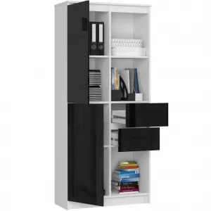 Ak furniture Skriňa Rexa II 80 cm biela/čierna