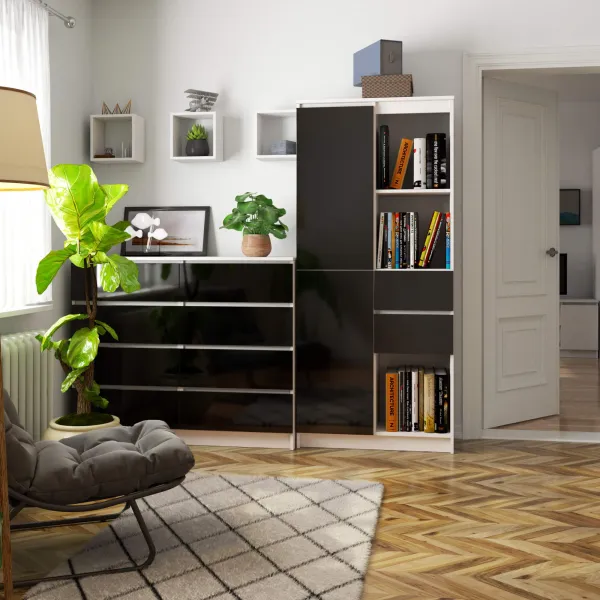 Ak furniture Skriňa Rexa II 80 cm biela/čierna