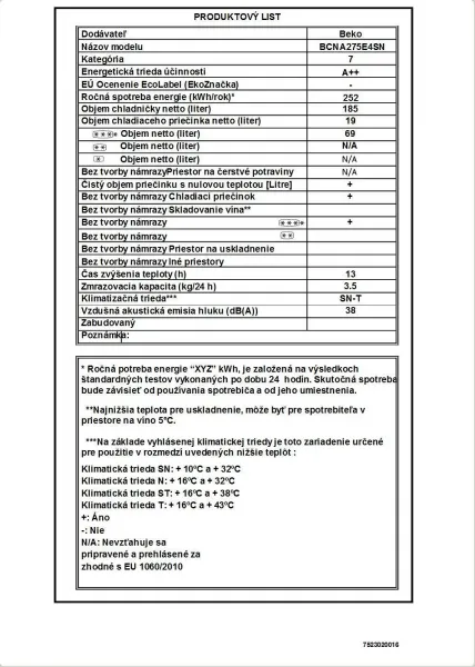 CHLADNIČKA BEKO BCNA275E4SN