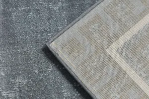 Koberec ALLURE 1960 grécky kľúč / rám, štruktúrovaný / glamour, sivý