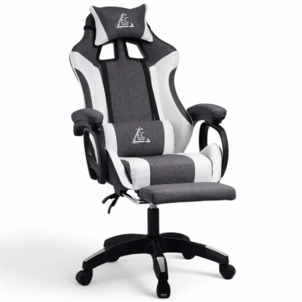 JAKS Herná stolička šedo biela LevelUp