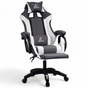 JAKS Herná stolička šedo biela LevelUp