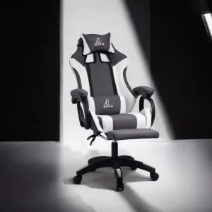 JAKS Herná stolička šedo biela LevelUp