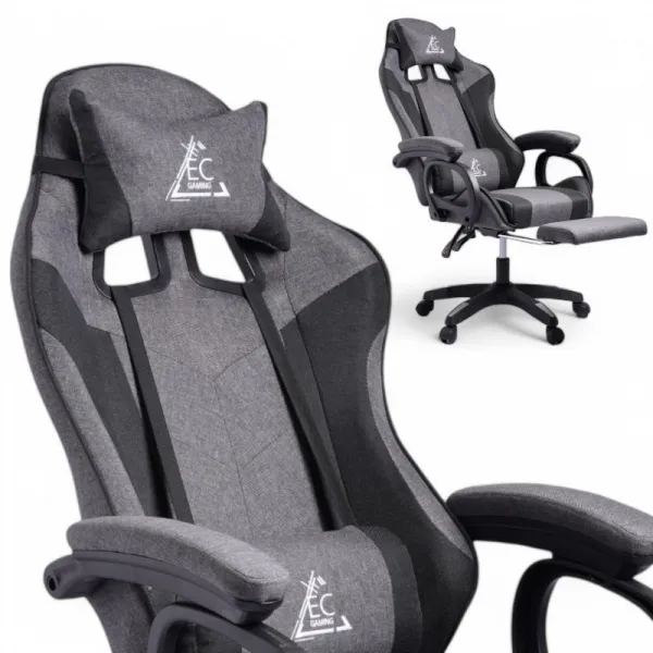 JAKS Herná stolička šedá látka LevelUp
