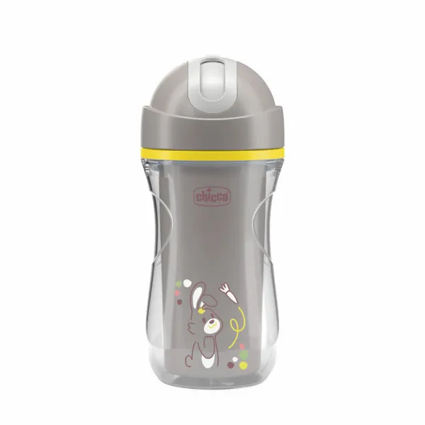 CHICCO Hrnček Sport so slamkou grey, 14m+
