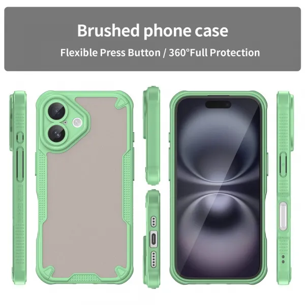 ArmorShield Hybrid Kryt, iPhone 16, zelený