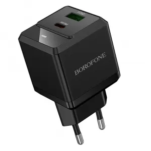 Borofone adaptér BN19 Intenso GaN - USB + USB-C, PD, 20W, QC 3.0, 3A, čierny