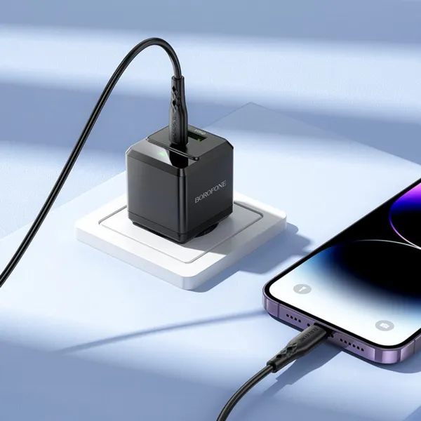 Borofone adaptér BN19 Intenso GaN - USB + USB-C, PD, 20W, QC 3.0, 3A, čierny
