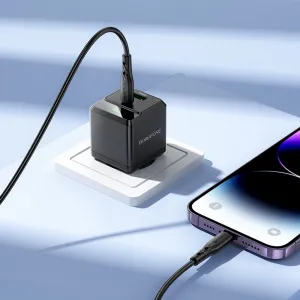 Borofone adaptér BN19 Intenso GaN - USB + USB-C, PD, 20W, QC 3.0, 3A, čierny