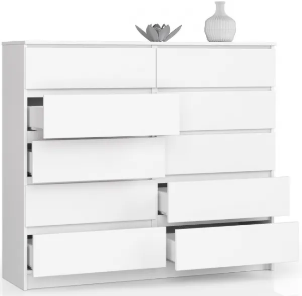 Ak furniture Komoda Kuba 140 cm 10 zásuviek biela