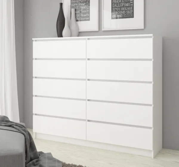 Ak furniture Komoda Kuba 140 cm 10 zásuviek biela