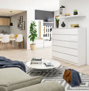Ak furniture Komoda Kuba 140 cm 10 zásuviek biela lesk