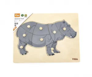 Detské drevené puzzle s úchytmi Montessori Viga Hroch