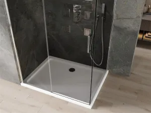 MEXEN/S - Omega sprchovací kút 100 x 90, grafit, chróm + vanička vrátane sifónu 825-100-090-01-40-4010