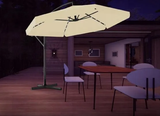 Chomik Záhradný slnečník BANANA s LED osvetlením | béžová 300 cm