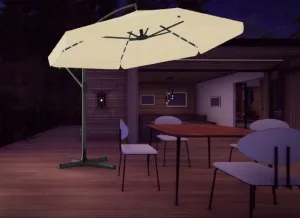 Chomik Záhradný slnečník BANANA s LED osvetlením | béžová 300 cm