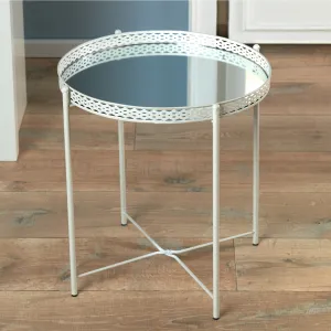 Kovový stolík so sklenenou doskou