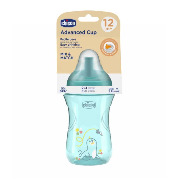 CHICCO Hrnček Advanced so slamkovým náustkom teal, 12m+