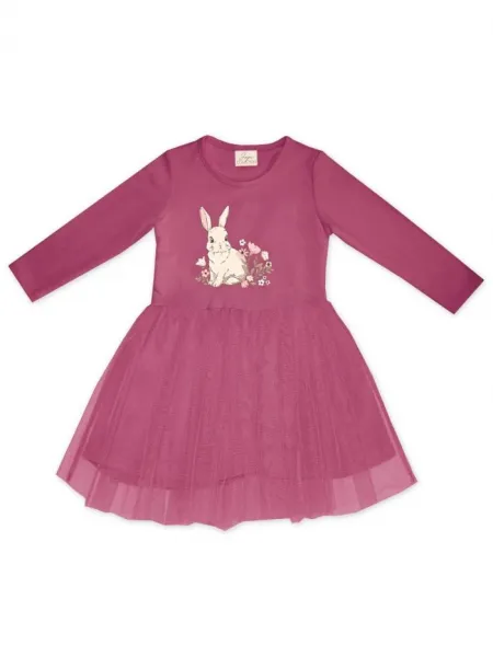 Dievčenské šaty tyl SWEET BUNNY s dlhým rukávom