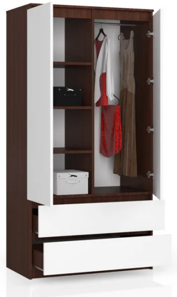 Ak furniture Šatníková skriňa Star 90 cm wenge/biela