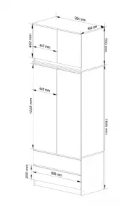Ak furniture Šatníková skriňa s nadstavcom Star 90 cm wenge/biela